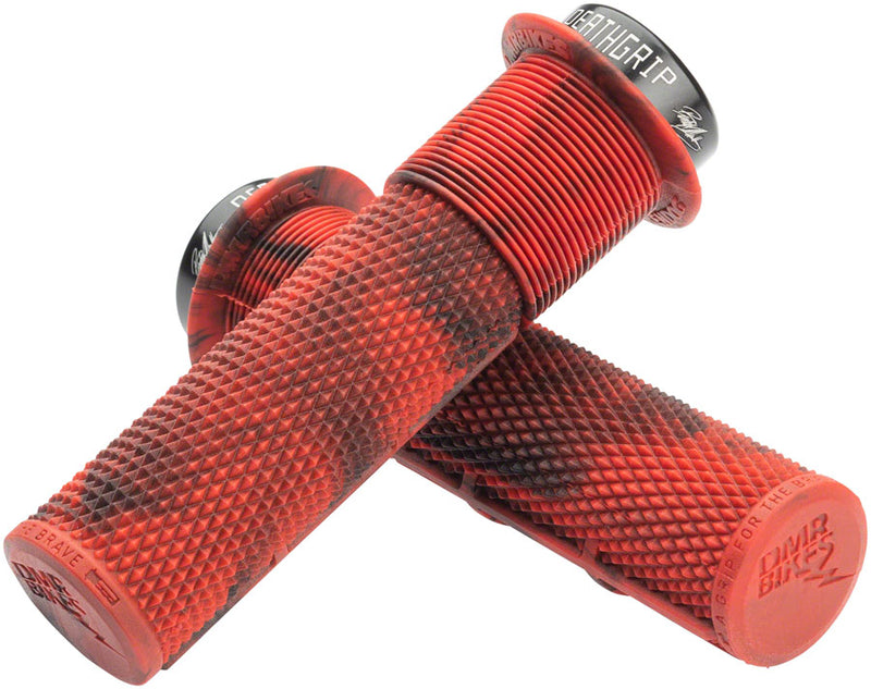 Load image into Gallery viewer, DMR DeathGrip Flanged Grips - Thick Lock-On Marble Red
