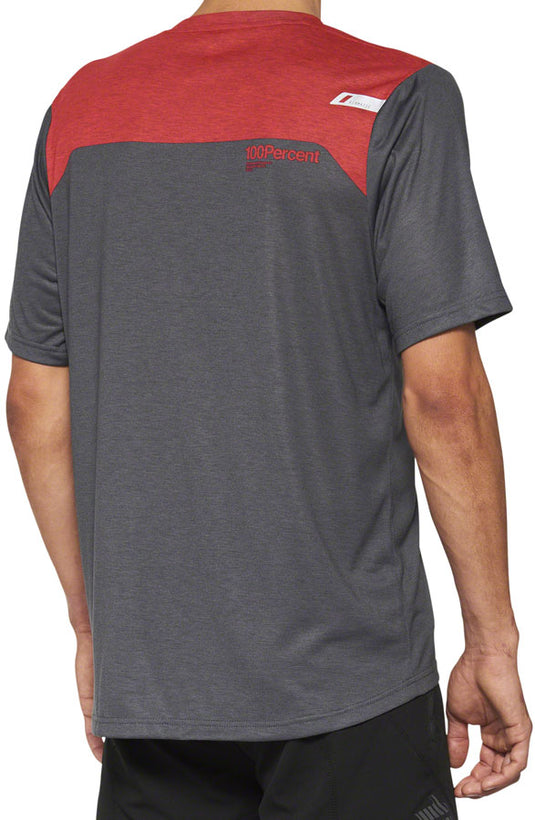 100% Airmatic Jersey - Charcoal/Red Short Sleeve Mens Small