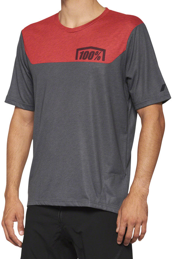 Load image into Gallery viewer, 100% Airmatic Jersey - Charcoal/Red Short Sleeve Mens Small
