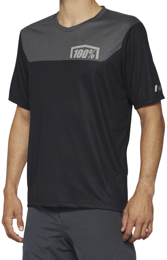 Load image into Gallery viewer, 100% Airmatic Jersey - Black/Charcoal Short Sleeve Mens Small
