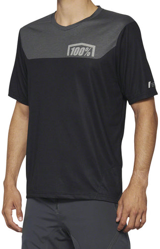 100% Airmatic Jersey - Black/Charcoal Short Sleeve Mens Large