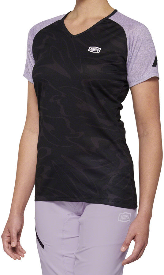 Load image into Gallery viewer, 100% Airmatic Jersey - Black/Lavender Short Sleeve Womens X-Large
