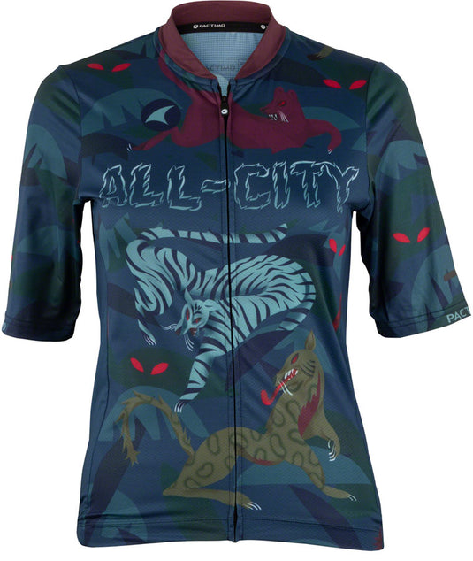 All-City Night Claw Womens Jersey - Dark Teal Spruce Green Mulberry Small