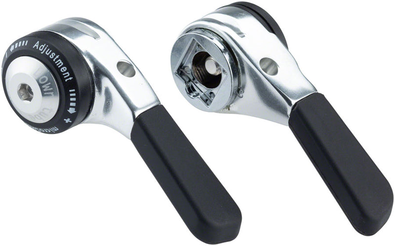 Load image into Gallery viewer, microSHIFT Down Tube Shifter Set 8-Speed Double/Triple Shimano Compatible Silver
