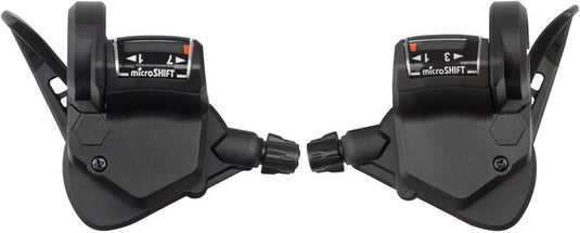 microSHIFT TS38 Thumb-Tap Shifter Set - 7 Speed Triple Optical Gear Indicator Shimano Compatible