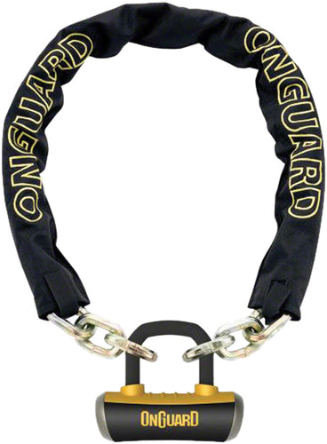 OnGuard Mastiff Chain Lock with Keys: 3.7 x 10mm Black/Yellow