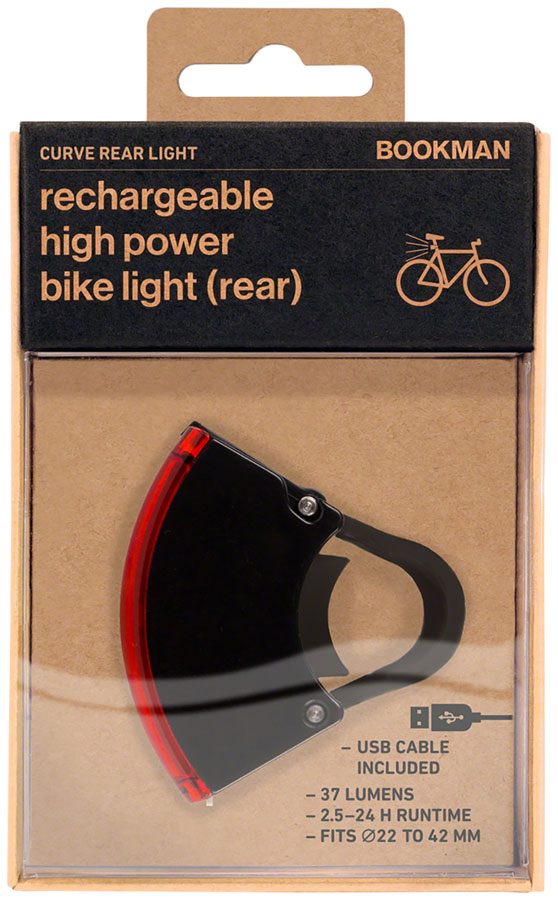 Load image into Gallery viewer, Bookman Curve Taillight - Rechargable Black/Black

