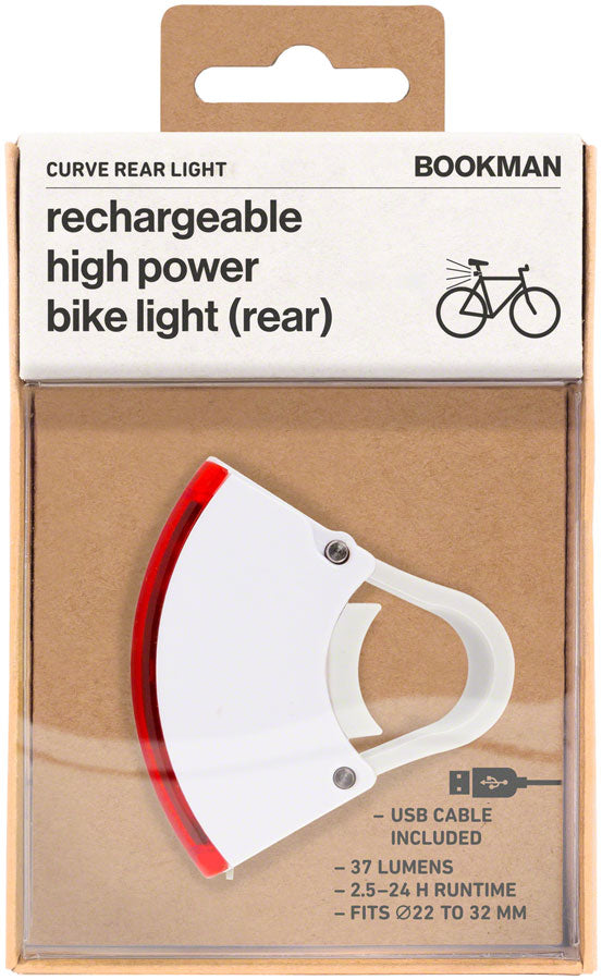 Load image into Gallery viewer, Bookman Curve Taillight - Rechargable White/White

