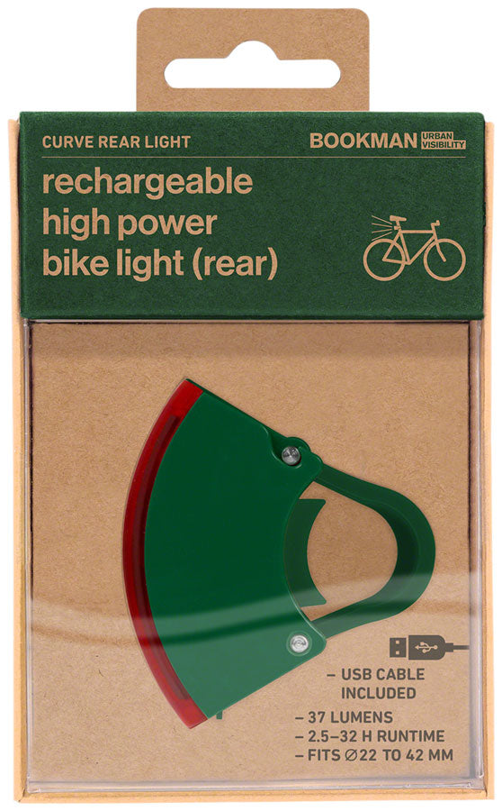 Load image into Gallery viewer, Bookman Curve Taillight - Rechargable Green
