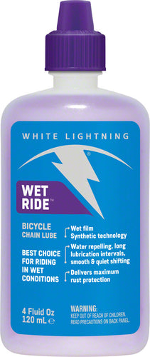 White Lightning Wet Ride Bike Chain Lube - 4 fl oz Drip