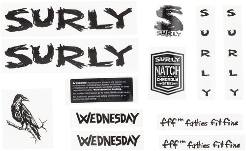 Surly Wednesday Frame Decal Set - Black with Crow