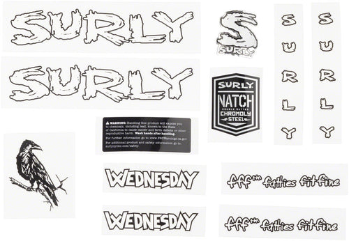 Surly Wednesday Frame Decal Set - White with Crow