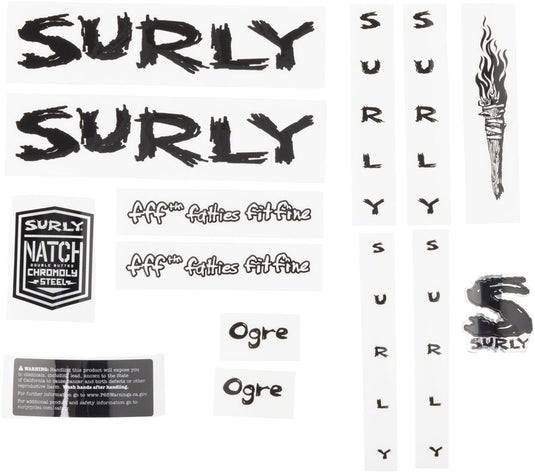 Surly Ogre Frame Decal Set - Black with Torch