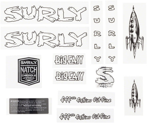 Surly Big Easy Frame Decal Set - White with Rocket