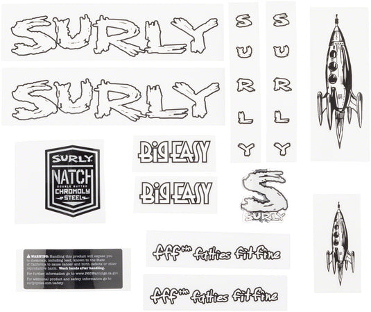 Surly Big Easy Frame Decal Set - White with Rocket