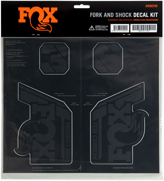 FOX Fork and Shock Decal Kit - Stealth Black
