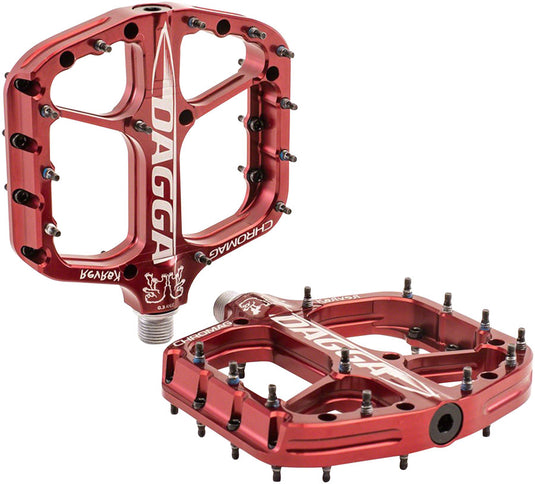 Chromag Dagga Platform Pedals Body: Aluminum Spindle: Cr-Mo 9/16 Red
