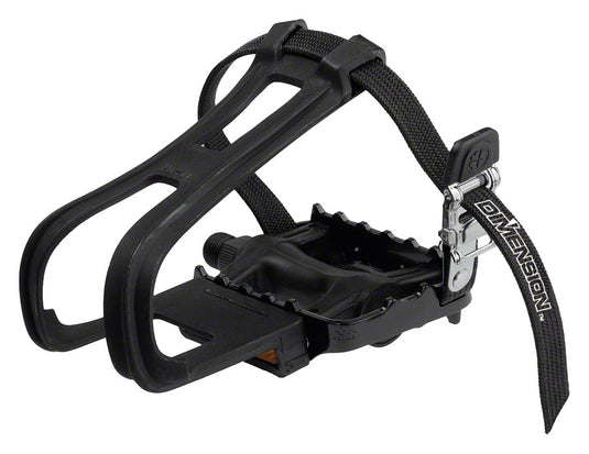 Dimension Sport Combo Pedals/Toe Clip Combo - Plastic 9/16" Black