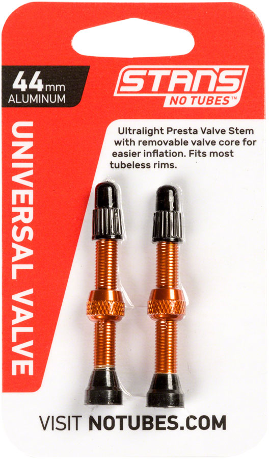 Load image into Gallery viewer, Stans NoTubes Alloy Valve Stems - 44mm Pair Orange
