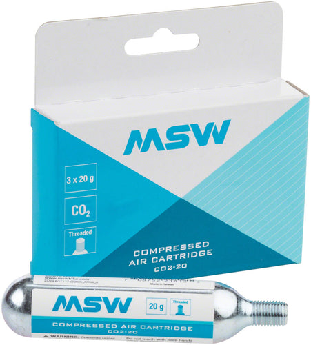 MSW CO2-20 Compressed Air CO2 Cartridge - 20g Threaded 3 Pack