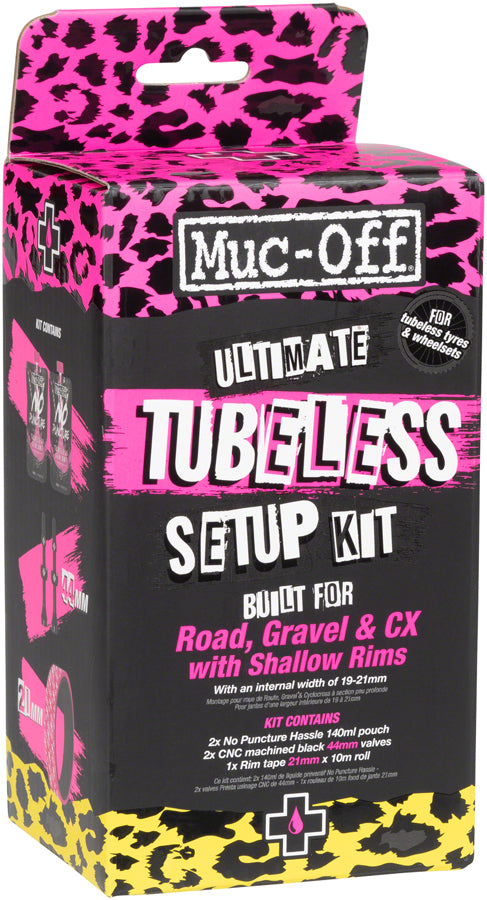 Muc-Off Ultimate Tubeless Kit - Road/Gravel/CX 21mm Tape  44mm Valves