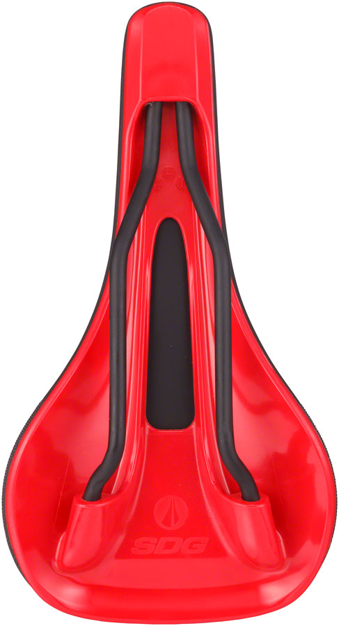 Load image into Gallery viewer, SDG Bel-Air V3 MAX Saddle - Lux-Alloy Black/Red Sonic Welded Sides

