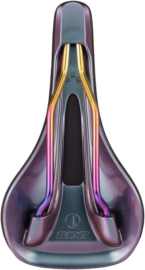 Load image into Gallery viewer, SDG Bel-Air V3 MAX Saddle - PVD Coated Lux-Alloy BLK/Oil-Slick Sonic Welded Sides Limited Edition Fuel
