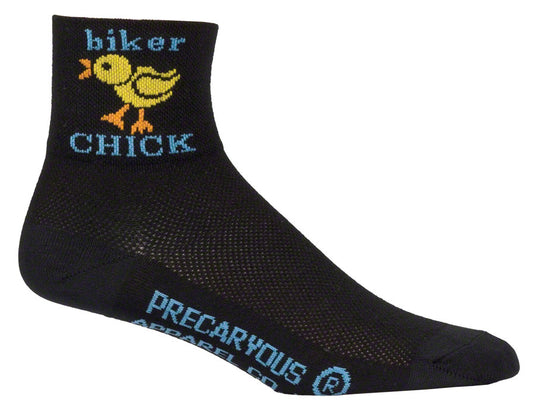 SockGuy Classic Biker Chick Socks - 3 inch Black Womens Small/Medium