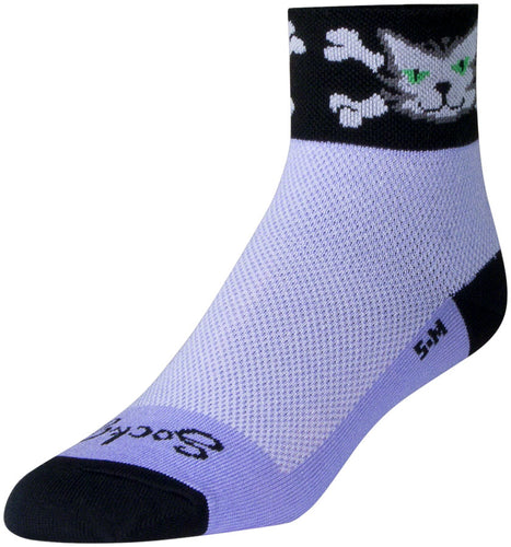 SockGuy Classic Bad Kitty Socks - 2 inch Purple Womens Small/Medium