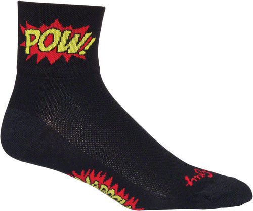 SockGuy Classic Boom Pow Socks - 3 inch Black Small/Medium