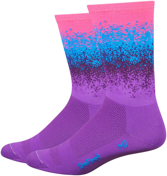 DeFeet Aireator Barnstormer Ombre Socks - 6 inch Wildberry/Dawson/Process Blue/Hi-Vis Pink Large