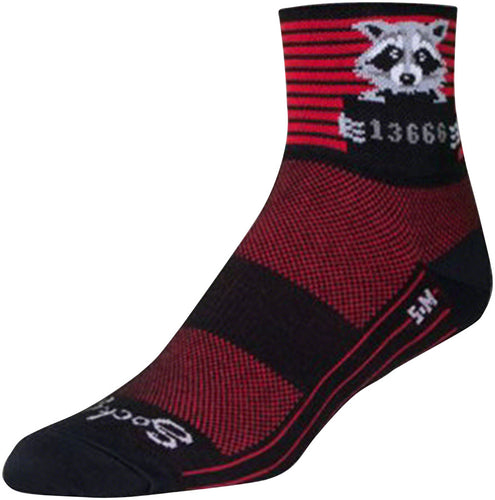 SockGuy Classic Busted Socks - 3 inch Black/Red Stripe Small/Medium