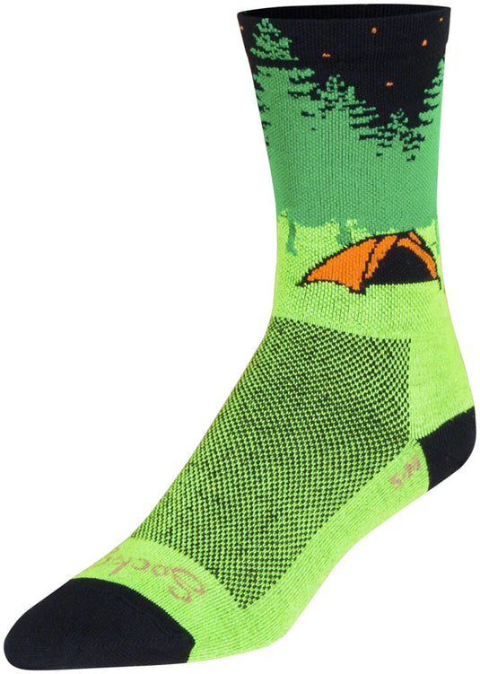 SockGuy Off the Grid Crew Socks - 6 inch Green/Black/Brown Large/X-Large