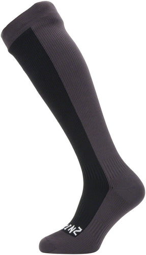 SealSkinz Waterproof Cold Weather Knee Length Socks - 10 inch BLK/Gray Small