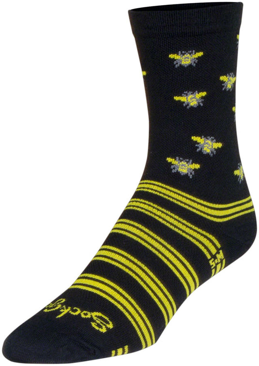 SockGuy Buzz Crew Socks - 6" Black/Yellow Small/Medium