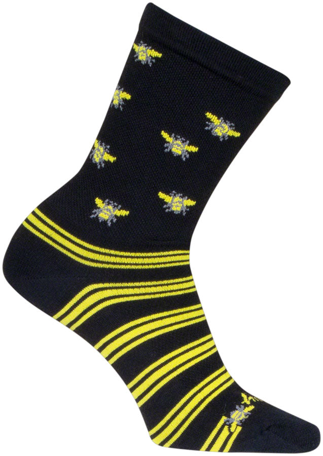 Load image into Gallery viewer, SockGuy Buzz Crew Socks - 6&quot; Black/Yellow Small/Medium
