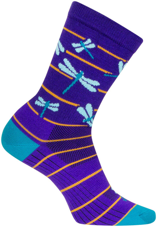 SockGuy Dragonflies Crew Socks - 6 inch Purple/Blue/Orange Large/X-Large