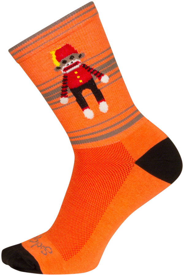 Load image into Gallery viewer, SockGuy Funky Monkey Crew Socks - 6&quot; Orange/Red/Brown Large/X-Large
