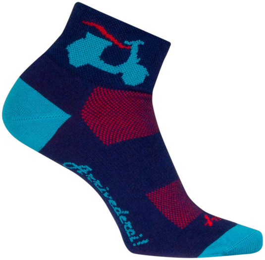 SockGuy Bella Classic Low Socks - 2 inch Blue/Red Womens Small/Medium