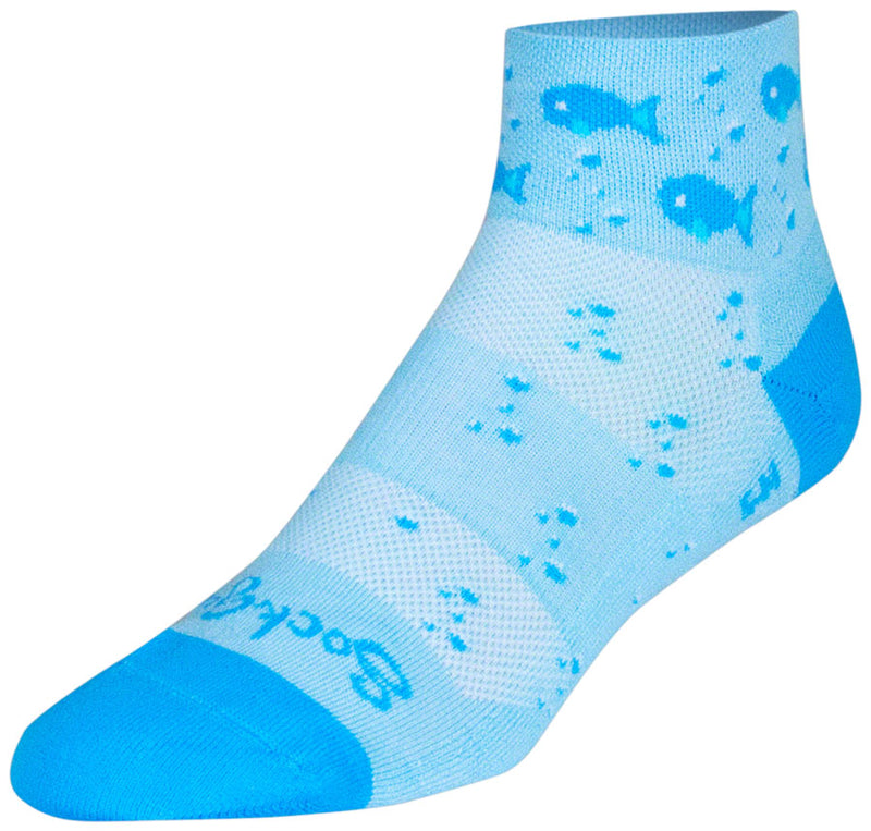 Load image into Gallery viewer, SockGuy Channel Air Fishy Classic Low Socks - 2&quot; Blue Womens Small/Medium
