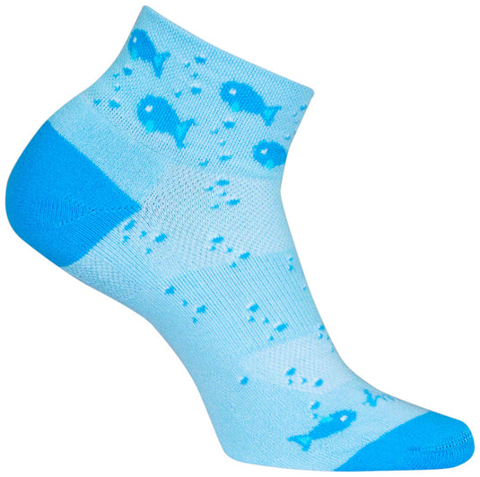 SockGuy Channel Air Fishy Classic Low Socks - 2" Blue Womens Small/Medium