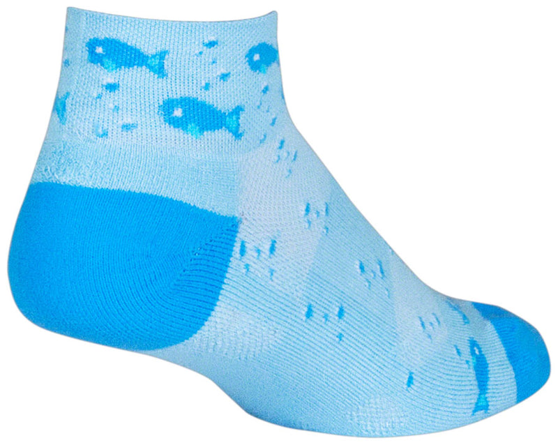 Load image into Gallery viewer, SockGuy Channel Air Fishy Classic Low Socks - 2&quot; Blue Womens Small/Medium
