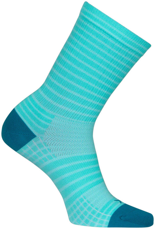 SockGuy Aqua Stripes SGX Socks - 6 inch Aqua Large/X-Large