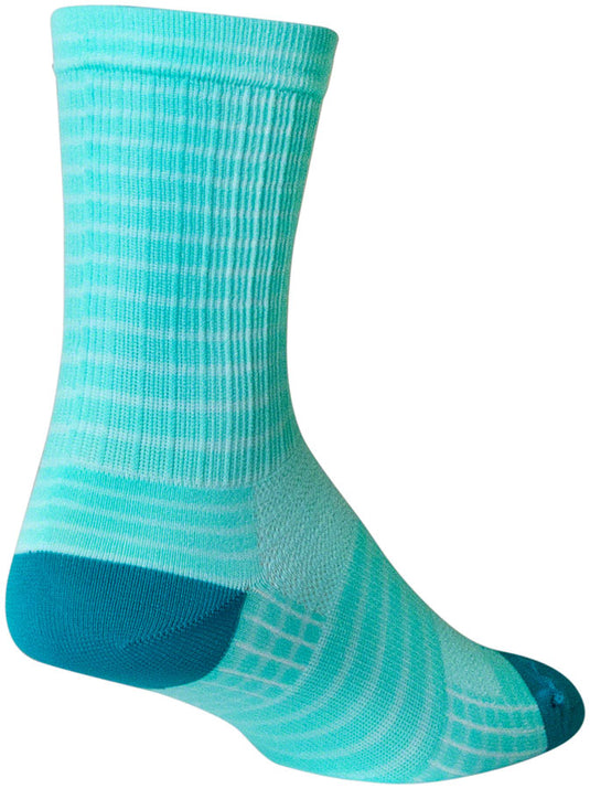 SockGuy Aqua Stripes SGX Socks - 6 inch Aqua Large/X-Large