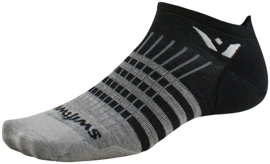 Swiftwick Pursuit Zero Wool Socks - No Show Stripes Heather Black Large