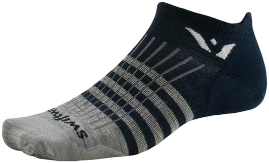 Swiftwick Pursuit Zero Wool Socks - No Show Stripes Navy Heather Small
