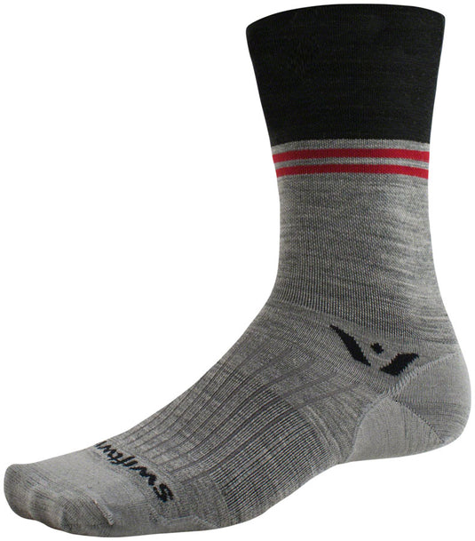 Swiftwick Pursuit Seven Ultralight Socks - 7 inch Block Stripe Charcoal Medium