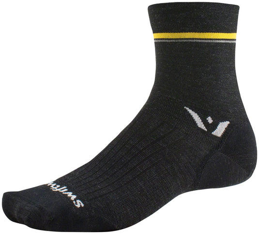 Swiftwick Pursuit Four Ultralight Socks - 4 inch Retro Stripe Charcoal Large