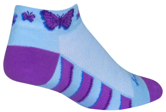 SockGuy Classic Flutterby Socks - 1 inch Light Blue Small/Medium