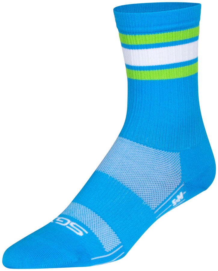 Load image into Gallery viewer, SockGuy SGX Throwback Socks - 6 inch Blue Small/Medium

